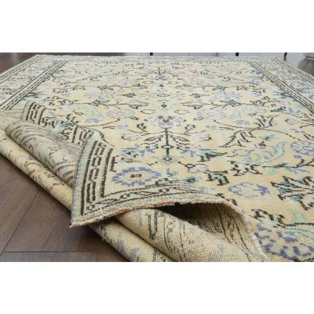 Vintage Turkish Oushak Handmade Wool Cotton Orange Area Rug 185x279