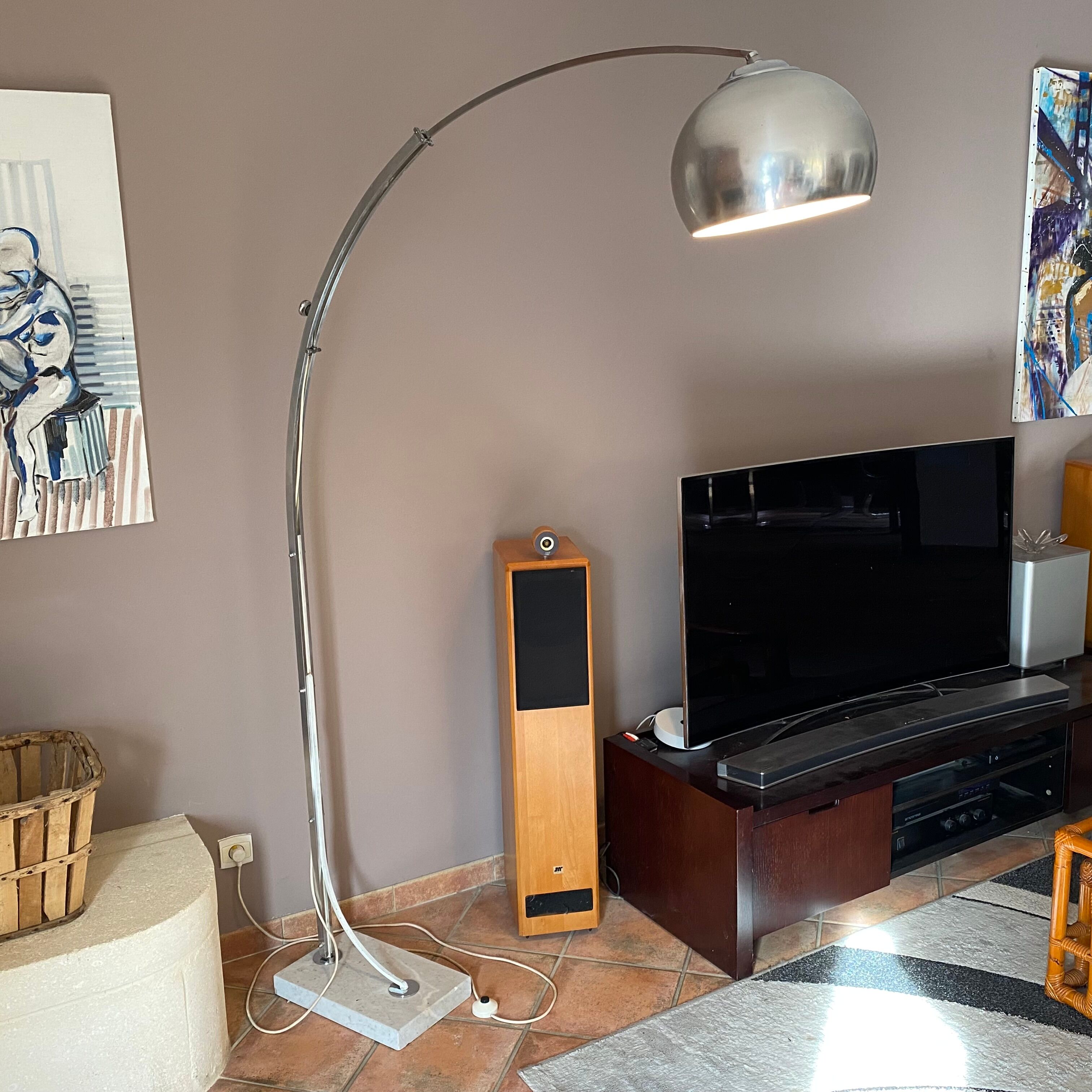 Arch floor lamp. 1970. Italy. Marble foot.