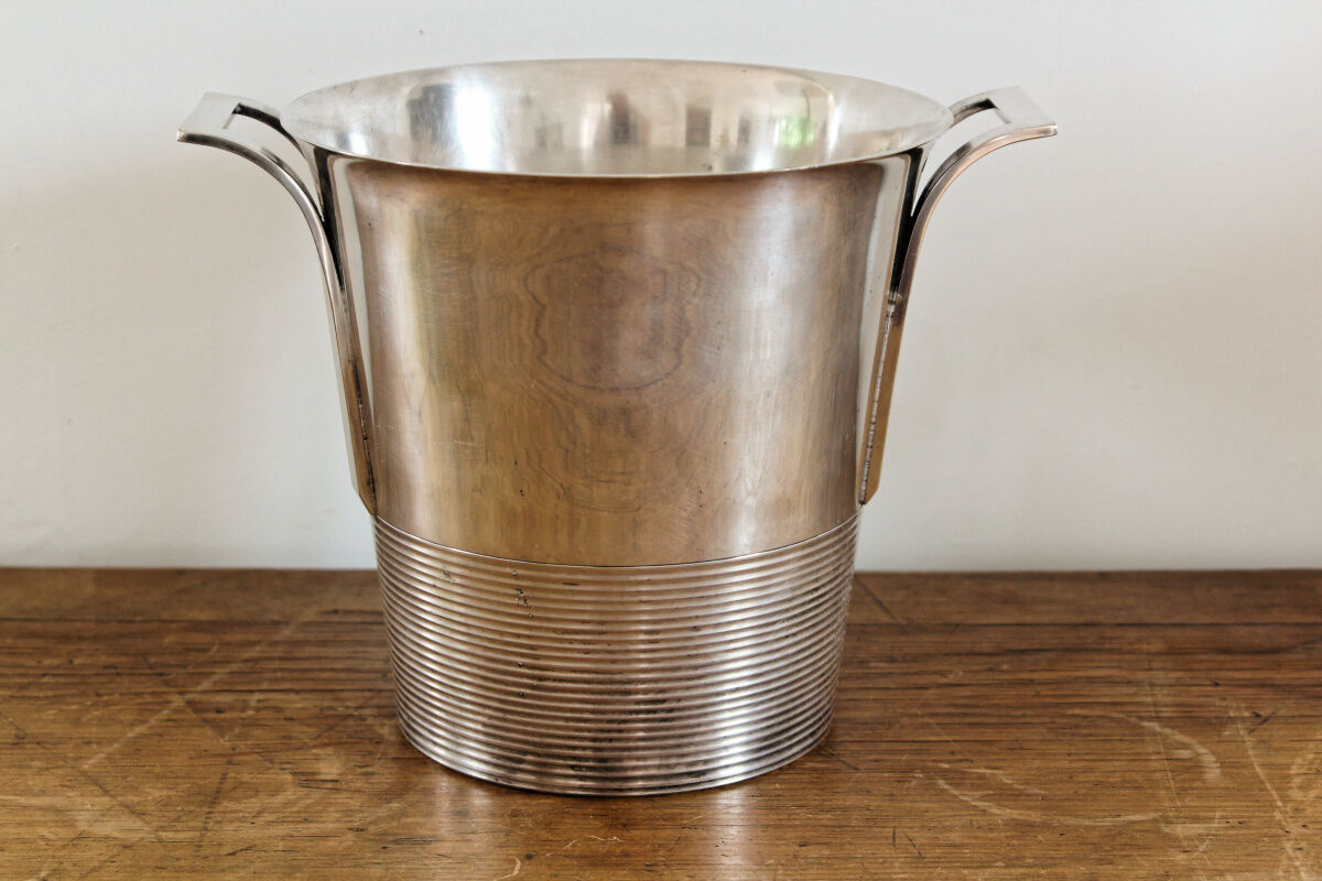 Art Deco champagne bucket, silver metal
