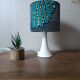 table lamp trumpet foot, modern graphic printed wax shade