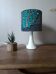 table lamp trumpet foot, modern graphic printed wax shade