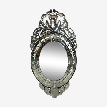 Miroir de Venise ovale à fronton, 44 x 30 cm