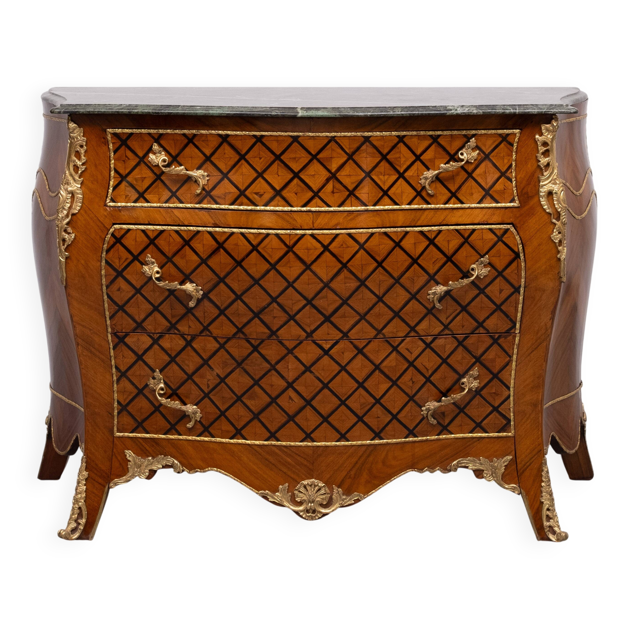 Louis XV Dutch Checkerboard Inlay Chest of Drawers, 1960s