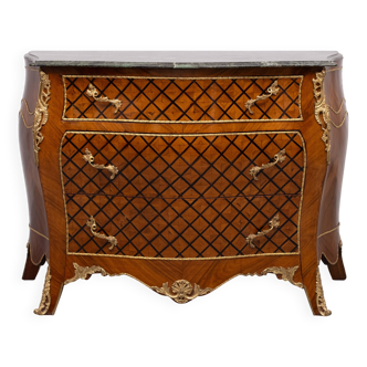 Louis XV Dutch Checkerboard Inlay Chest of Drawers, 1960s