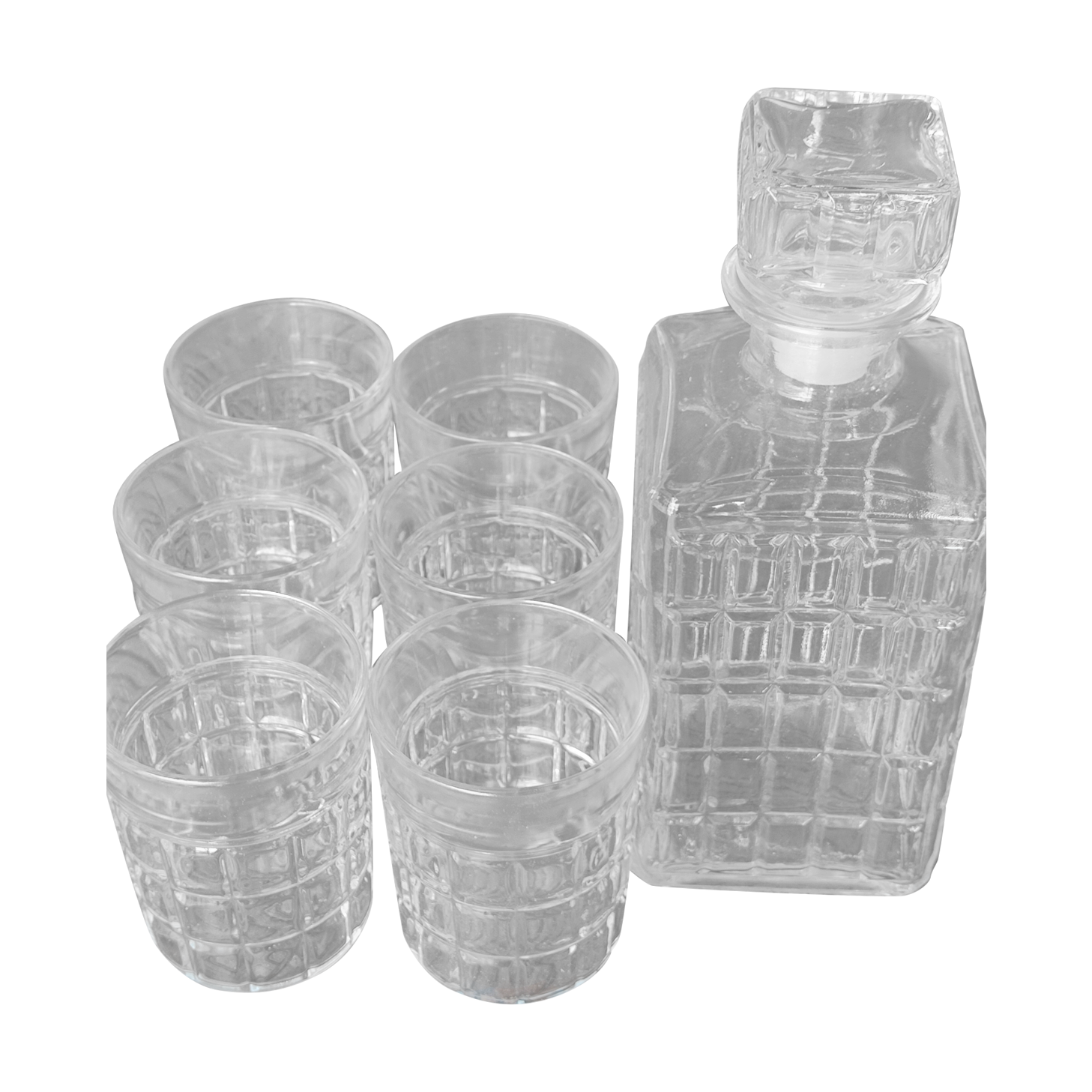 Glass decanter and 6 glasses