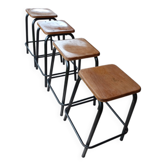 4 industrial style workshop or school stools