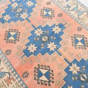 6x10 Salmon & Blue Comtemporary Vintage Rug, 194x297Cm