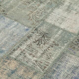 Handwoven Turkish Contemporary 176 cm x 243 cm Grey Patchwork Carpet