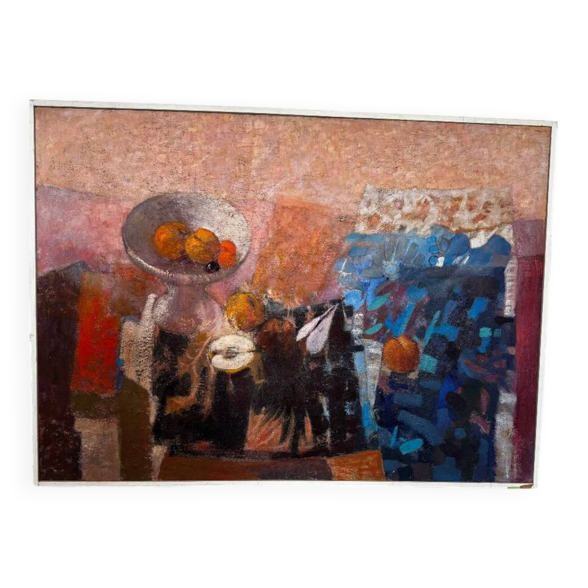 The fruit bowl. Large oil on panel 130 x 90cm. Ange Tomaselli.