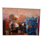 The fruit bowl. Large oil on panel 130 x 90cm. Ange Tomaselli.