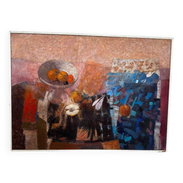The fruit bowl. Large oil on panel 130 x 90cm. Ange Tomaselli.