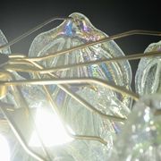 Superbe grand lustre en verre de Murano avec feuilles arc-en-ciel