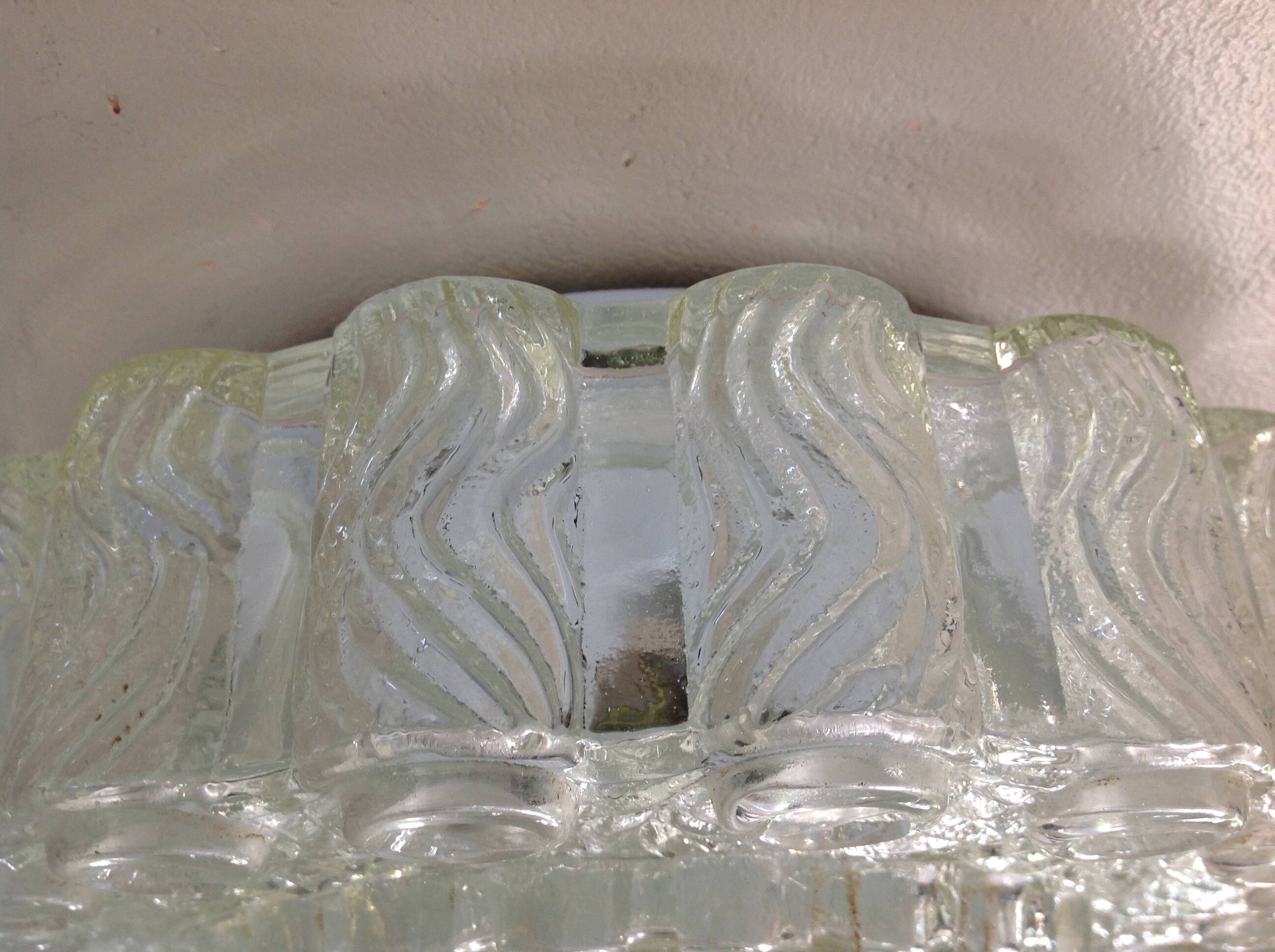 Round vintage bubbled glass ceiling light from the 60s and 70s