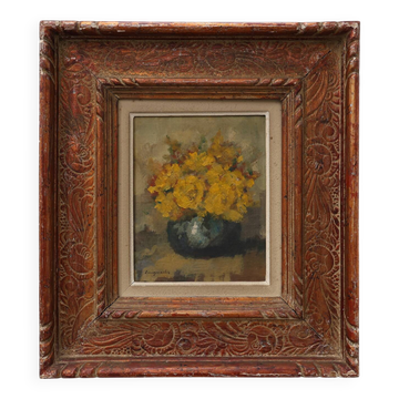 Nature morte avec des fleurs jaunes dans un vase, vers 1930-1950