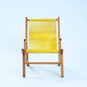2 Yellow Spaghetti Armchairs in Beech, Garden Lounge Chairs, 1960s