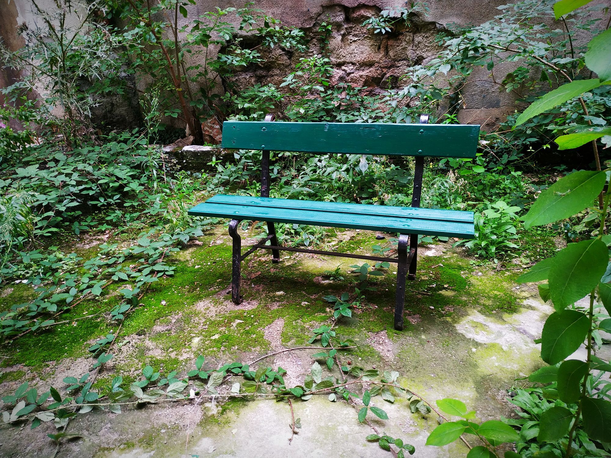 Garden bench wood and cast iron