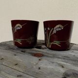 Pair of vintage Asian patterned flowerpots from the 1980s