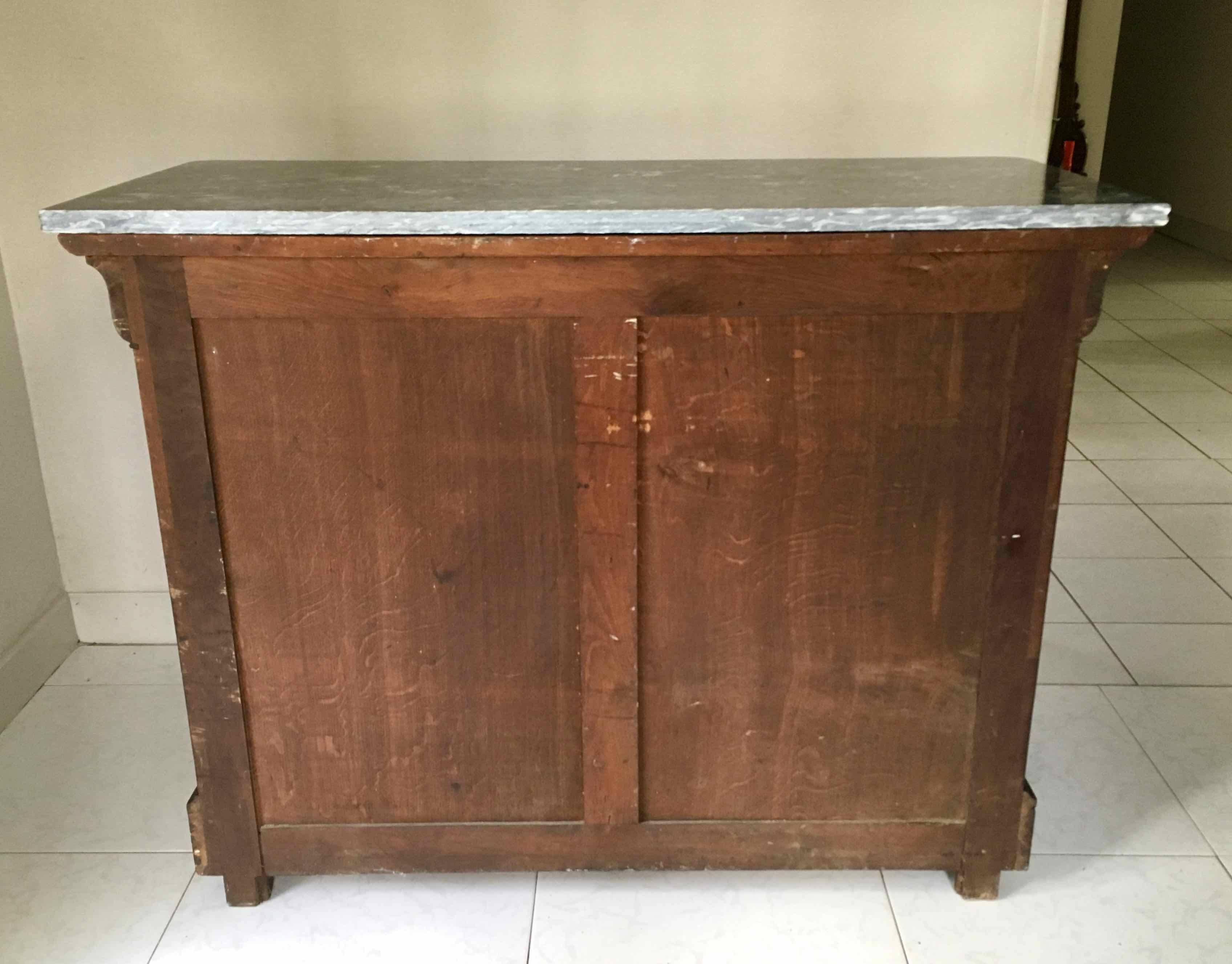 Commode XIXe Louis Philippe marbre sainte anne et noyer