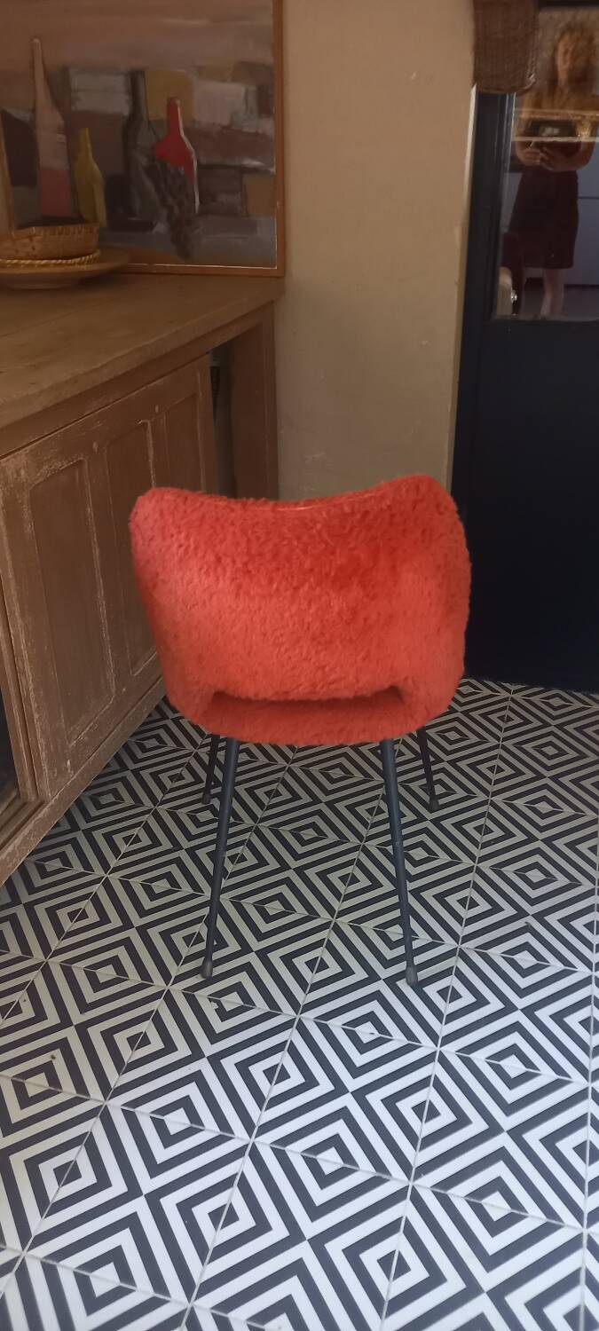 Red furry chair