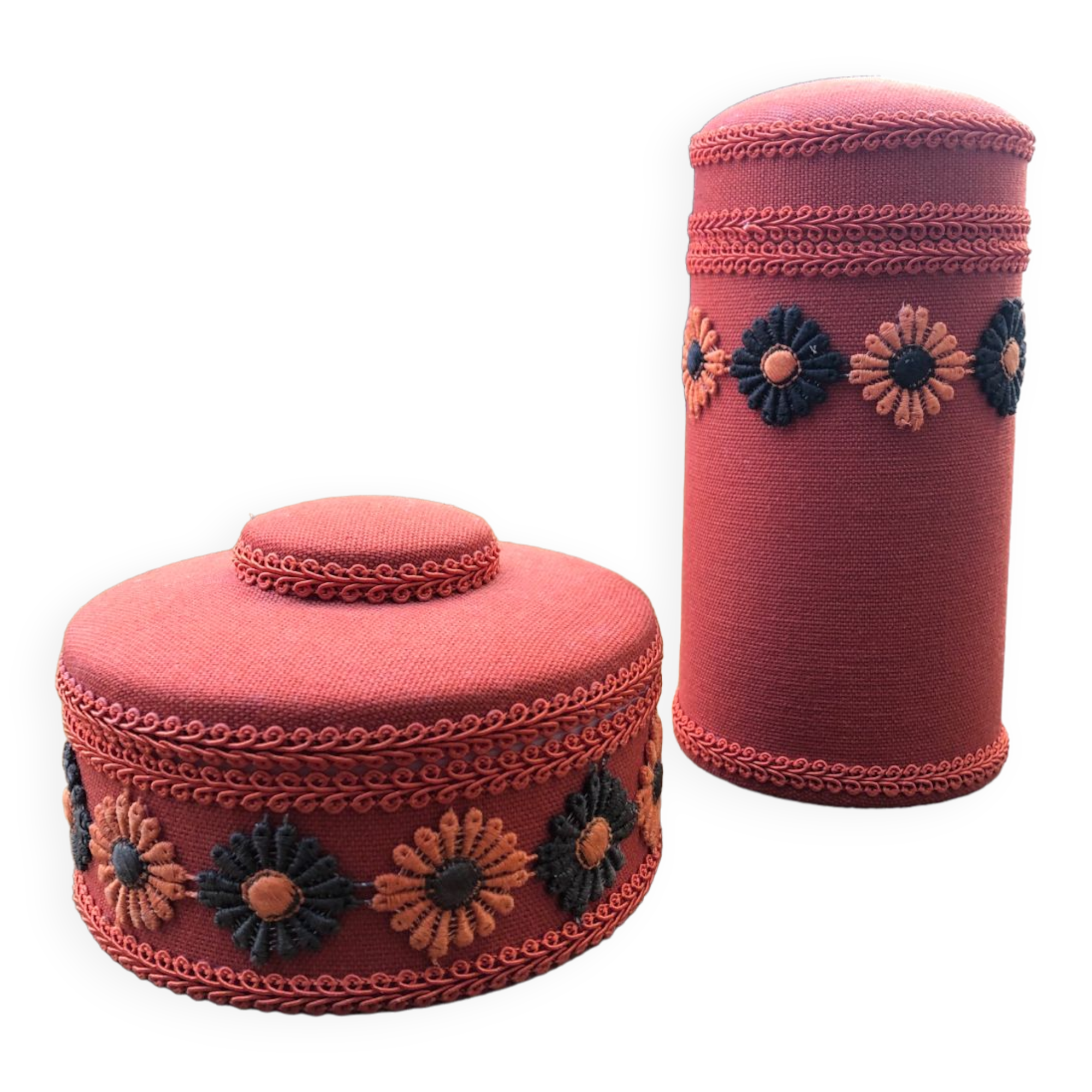 Vintage orange toilet storage boxes