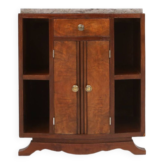 Art Deco cabinet in wood with marble top, France ca. 1930
