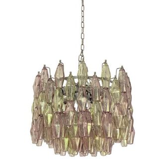 Contemporary Multicolor "Poliedri" Murano Glass Chandelier in Venini Style