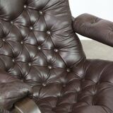 Fauteuil de salon luxueux en cuir, années 1970