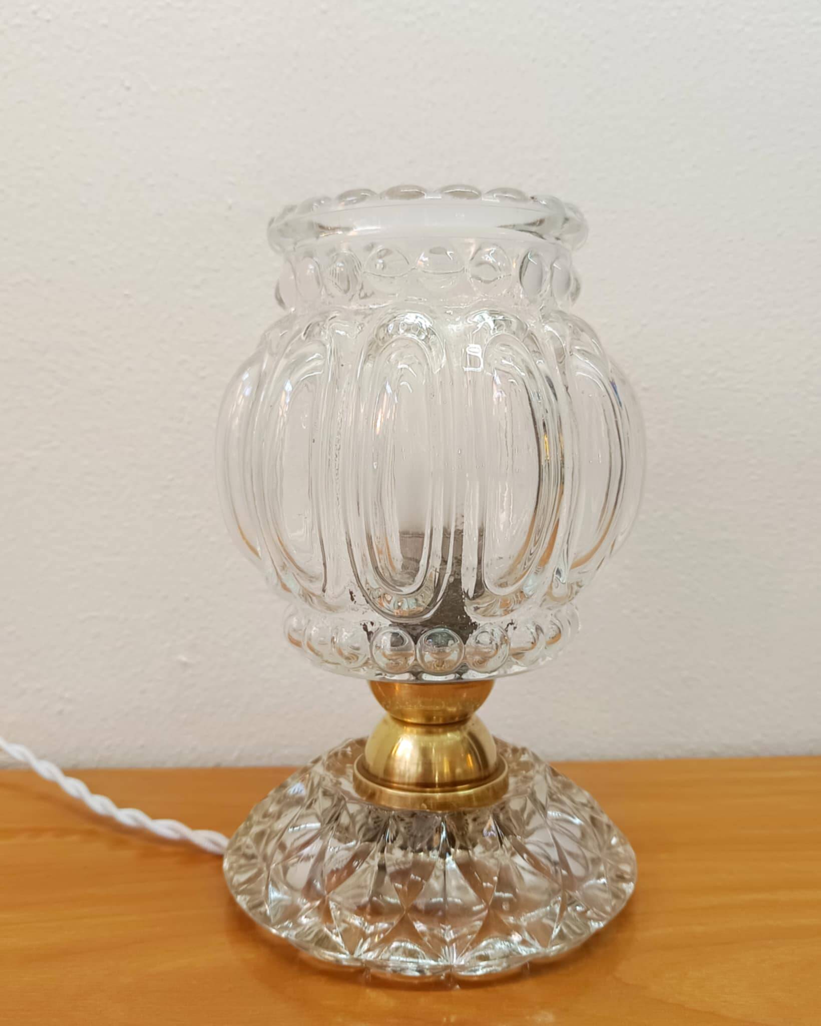 Art Deco glass and brass table lamp