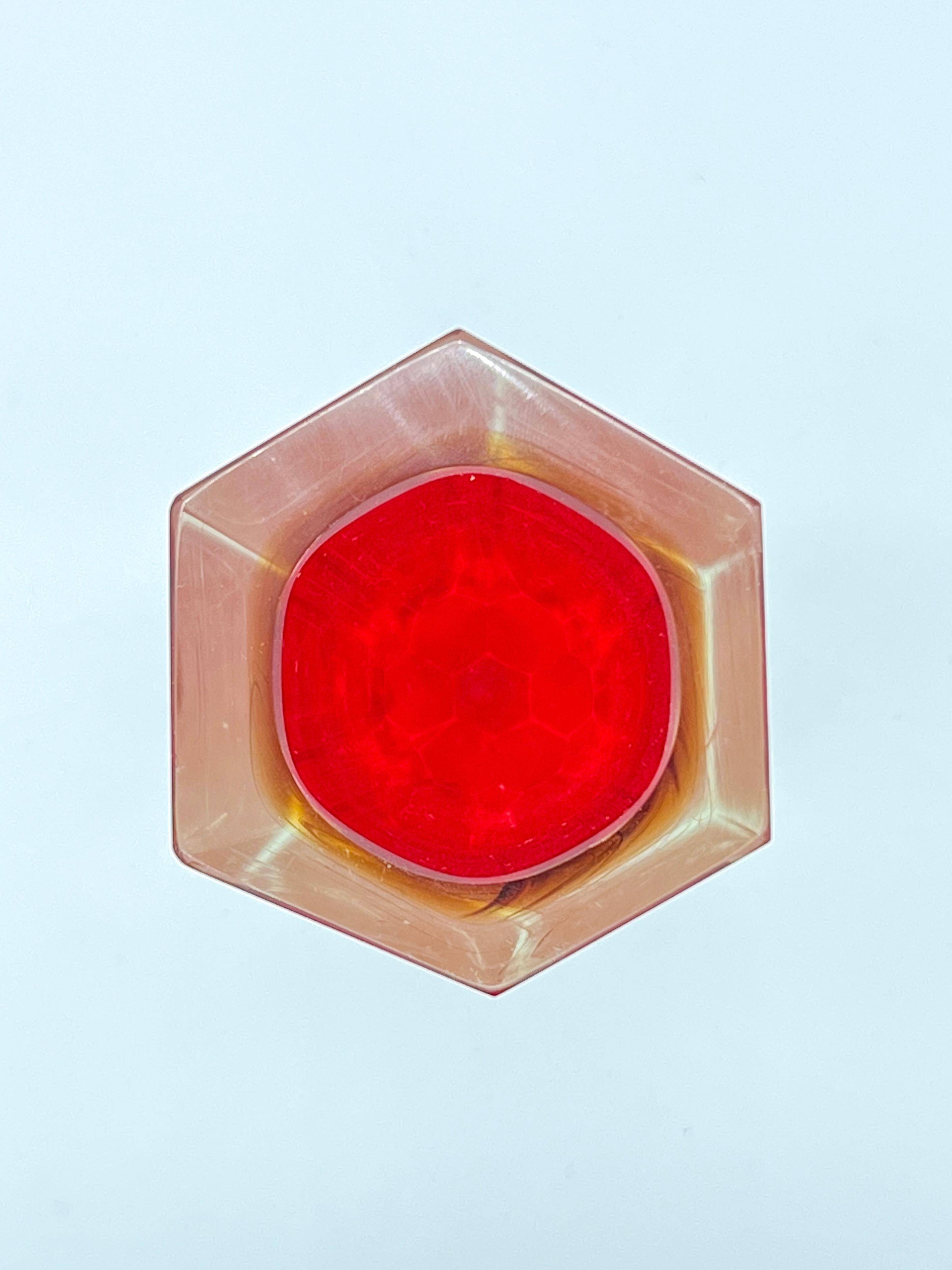 Vintage Murano Sommerso Collectible Sculpture Vase in Red and Clear Glass