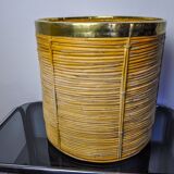 Basket xl in rattan and brass, italy, 1970, 41cm diam