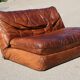Canapé cuir vintage années 70 convertible