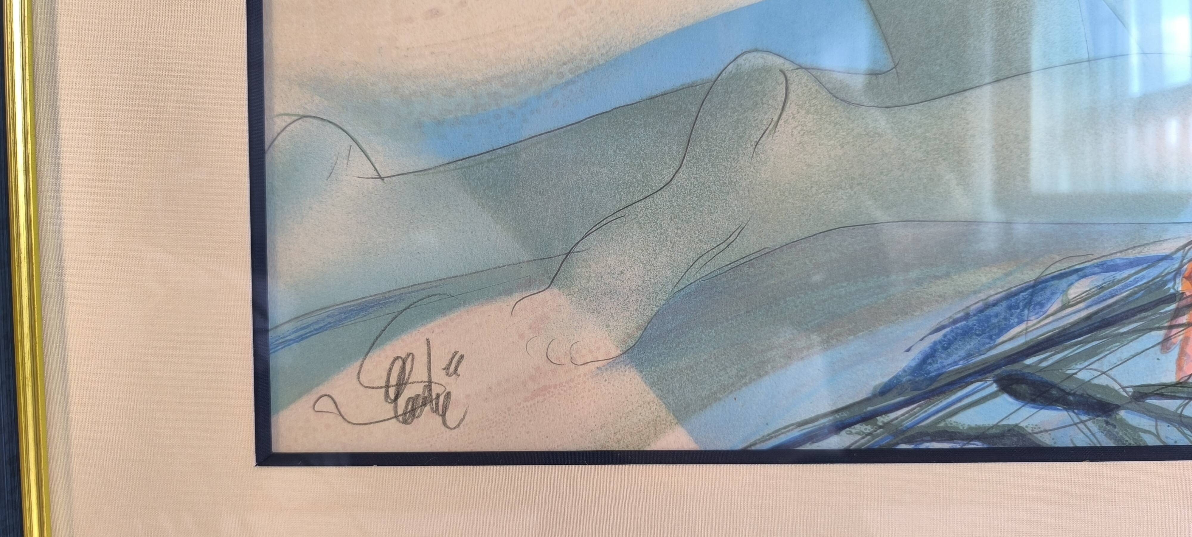 Original signed lithograph ‘’Nude with Dahlias’’ by Jean Baptiste Valadié