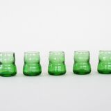 Set of green glasses, Italian design, 1970s, made in Italy