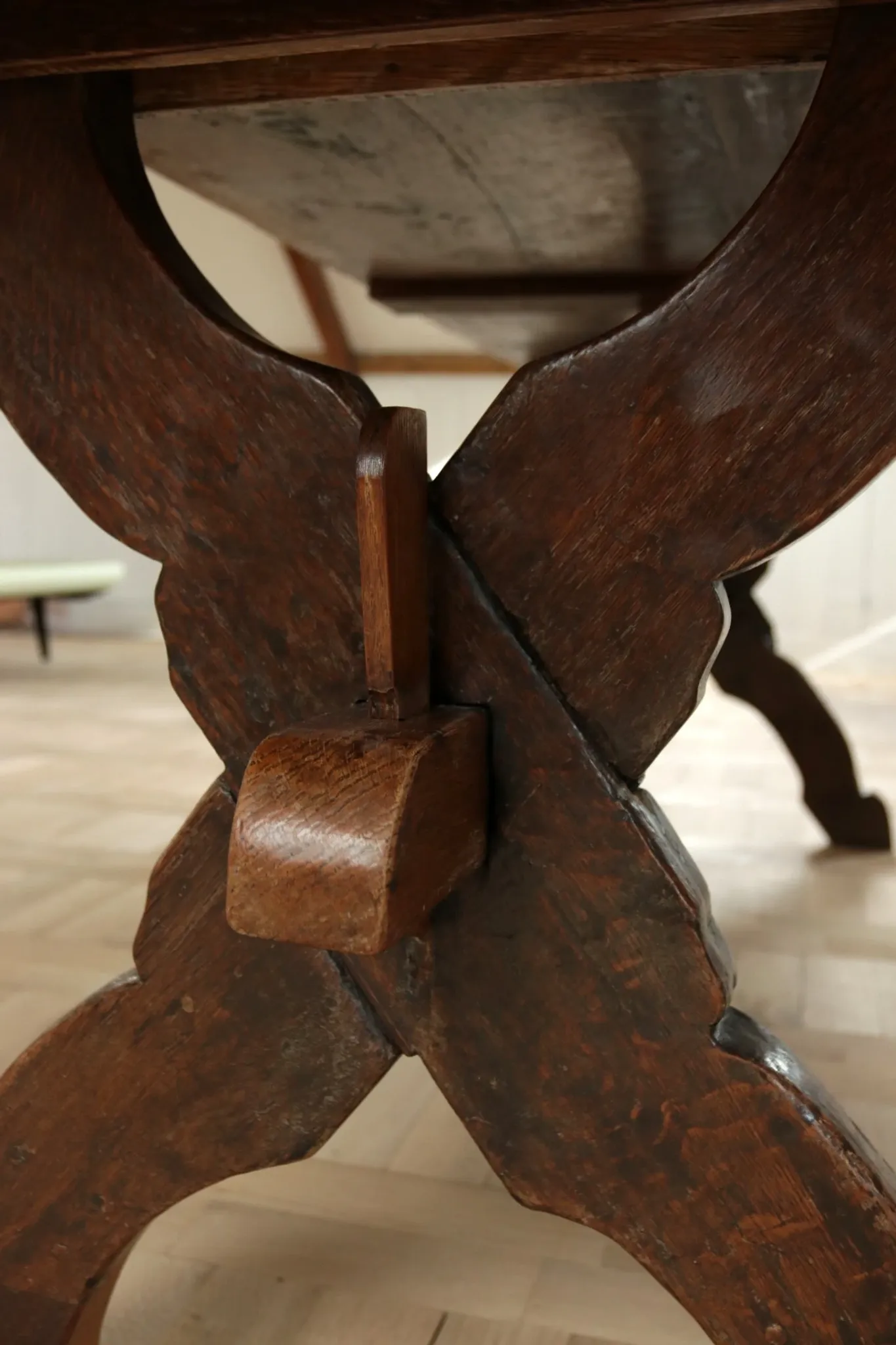 17th-century French oak refectory table / trestle table – 240 cm