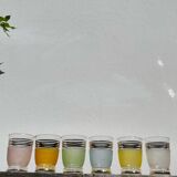 6 multicolored and gold glasses 1950