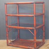Rattan and leather shelf 1970