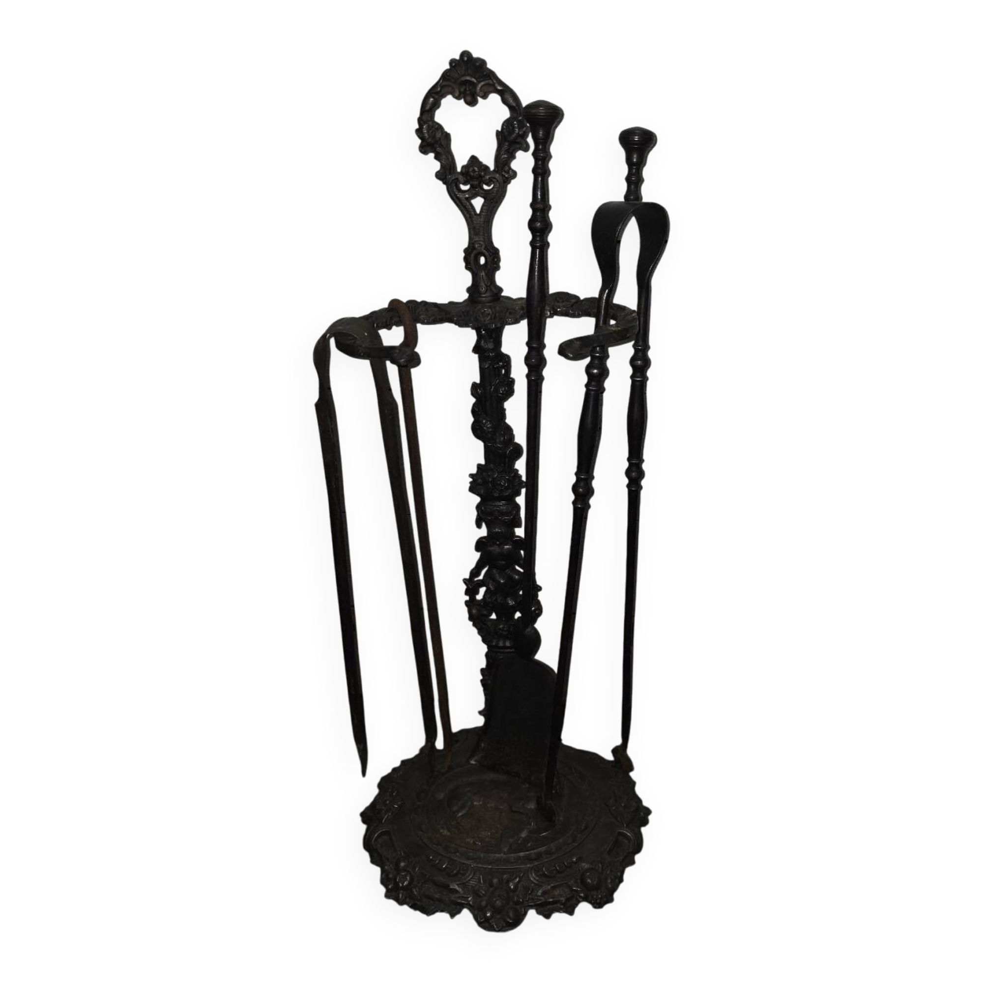 Antique cast iron fireplace set