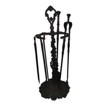 Antique cast iron fireplace set