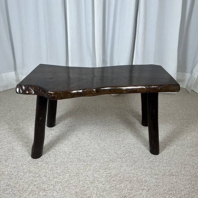 Rustic solid wood coffee table, Wabi-Sabi style, 1970s.