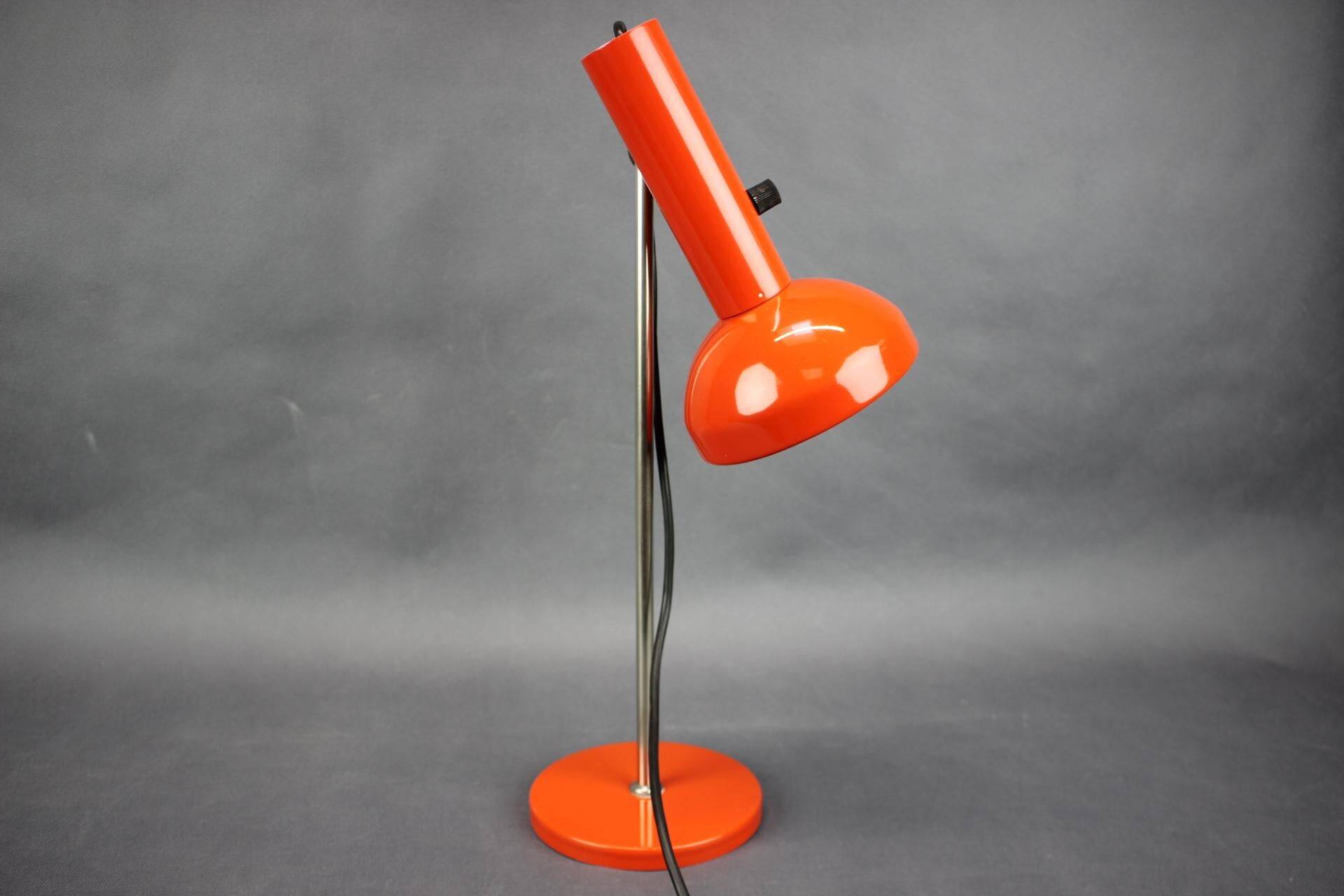 1970s German Orange Adjustable Desk Lamp Bauhaus Style