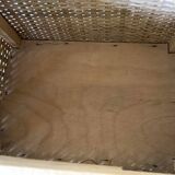 Low fishing box stool in rattan and skai