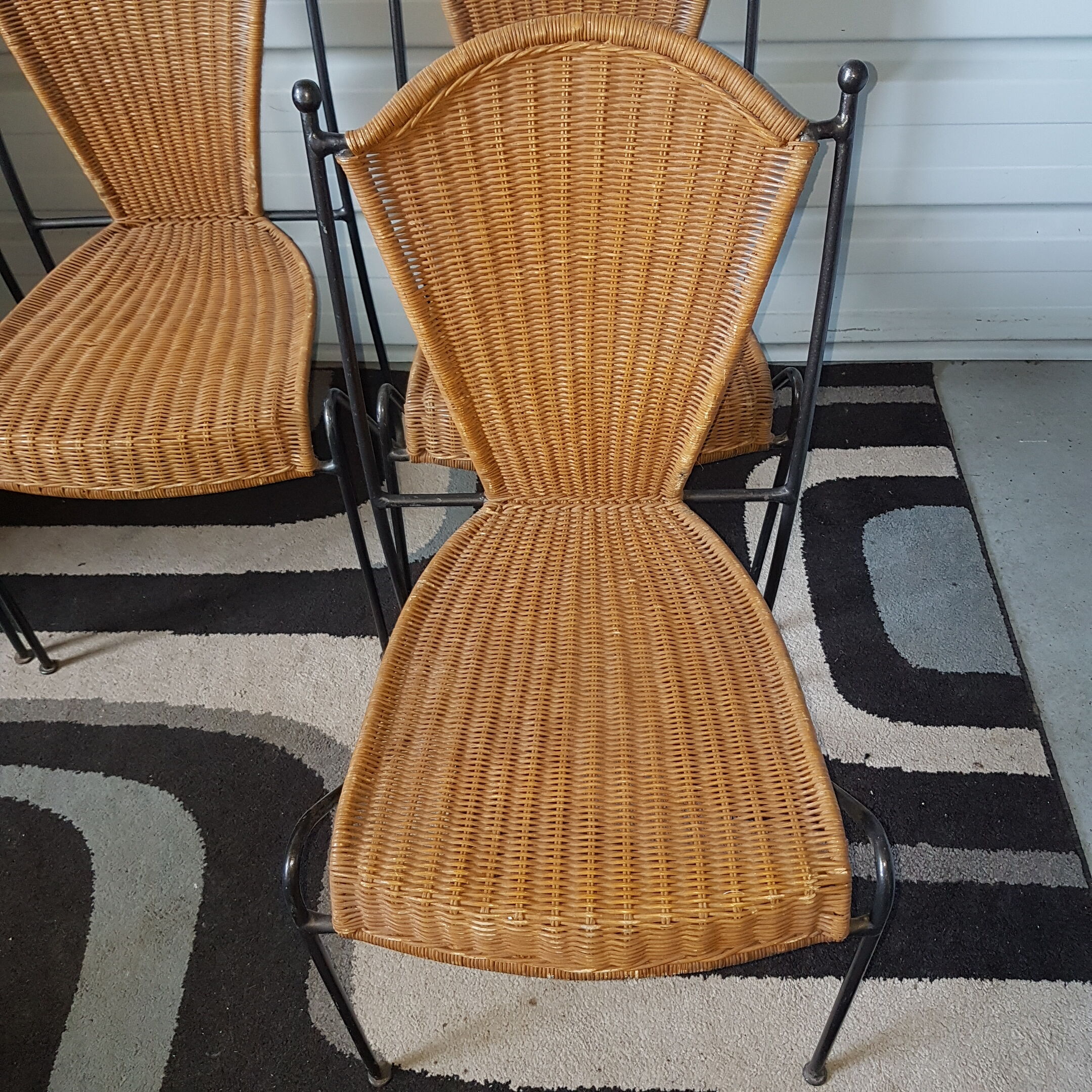 4 vintage canne chairs 1960