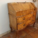 Meuble secrétaire ancienne en bois incrusté