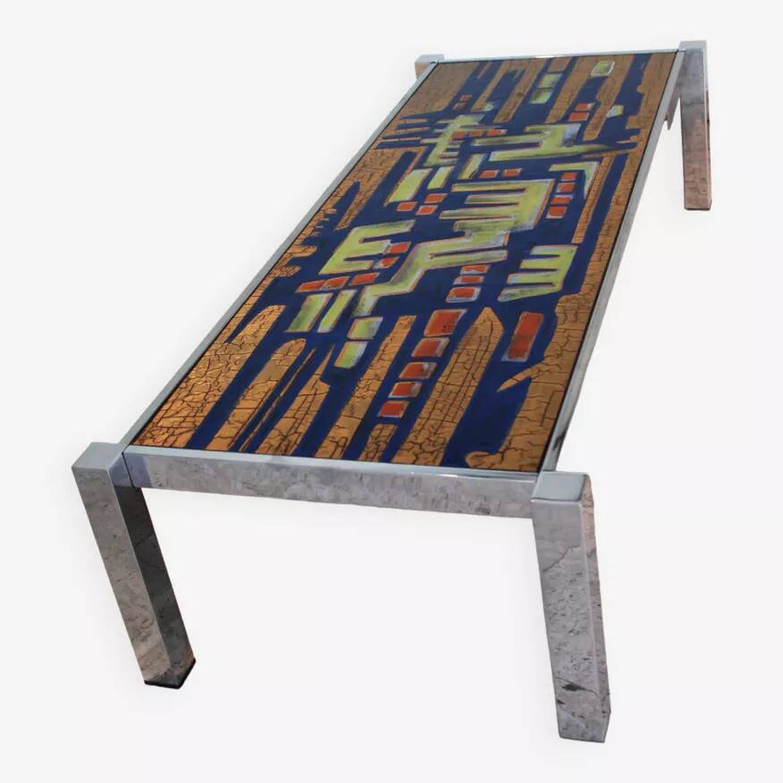 Vintage glazed ceramic coffee table by Antonio De Nisco, 1960s