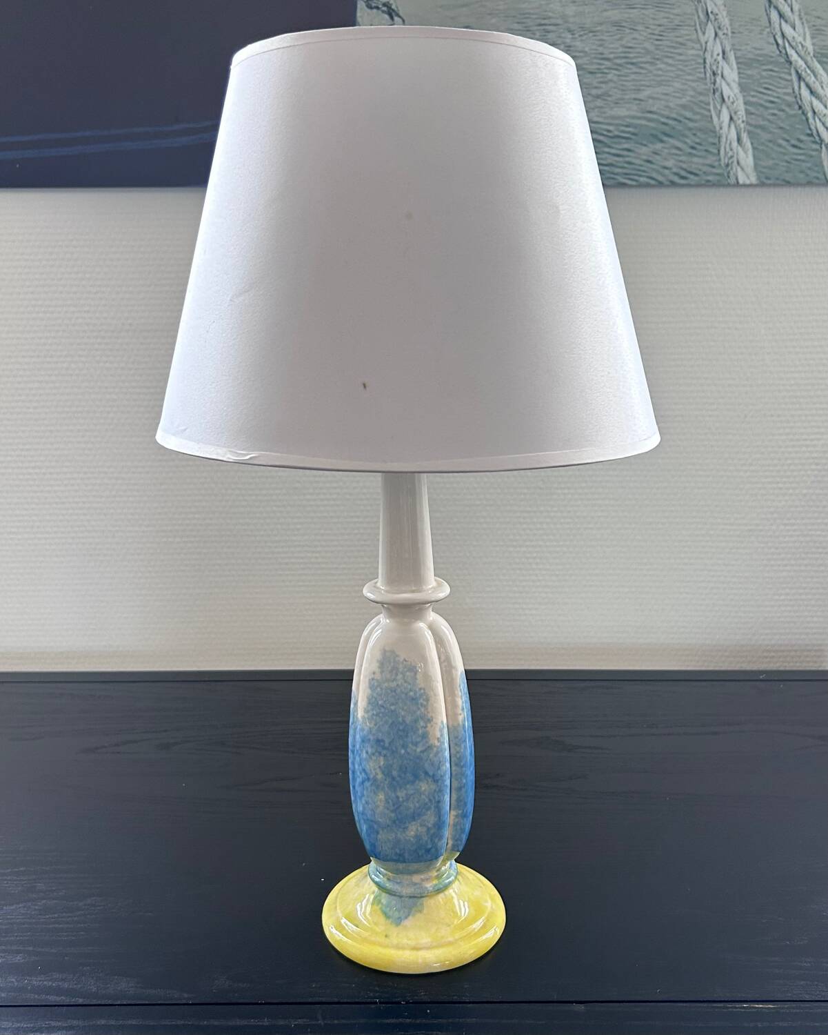 Yellow and blue ceramic lamp