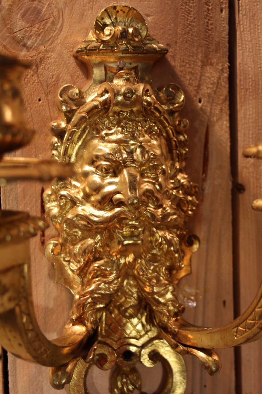 pair of gilt bronze wall lights signed by Etienne Giraud in Lyon