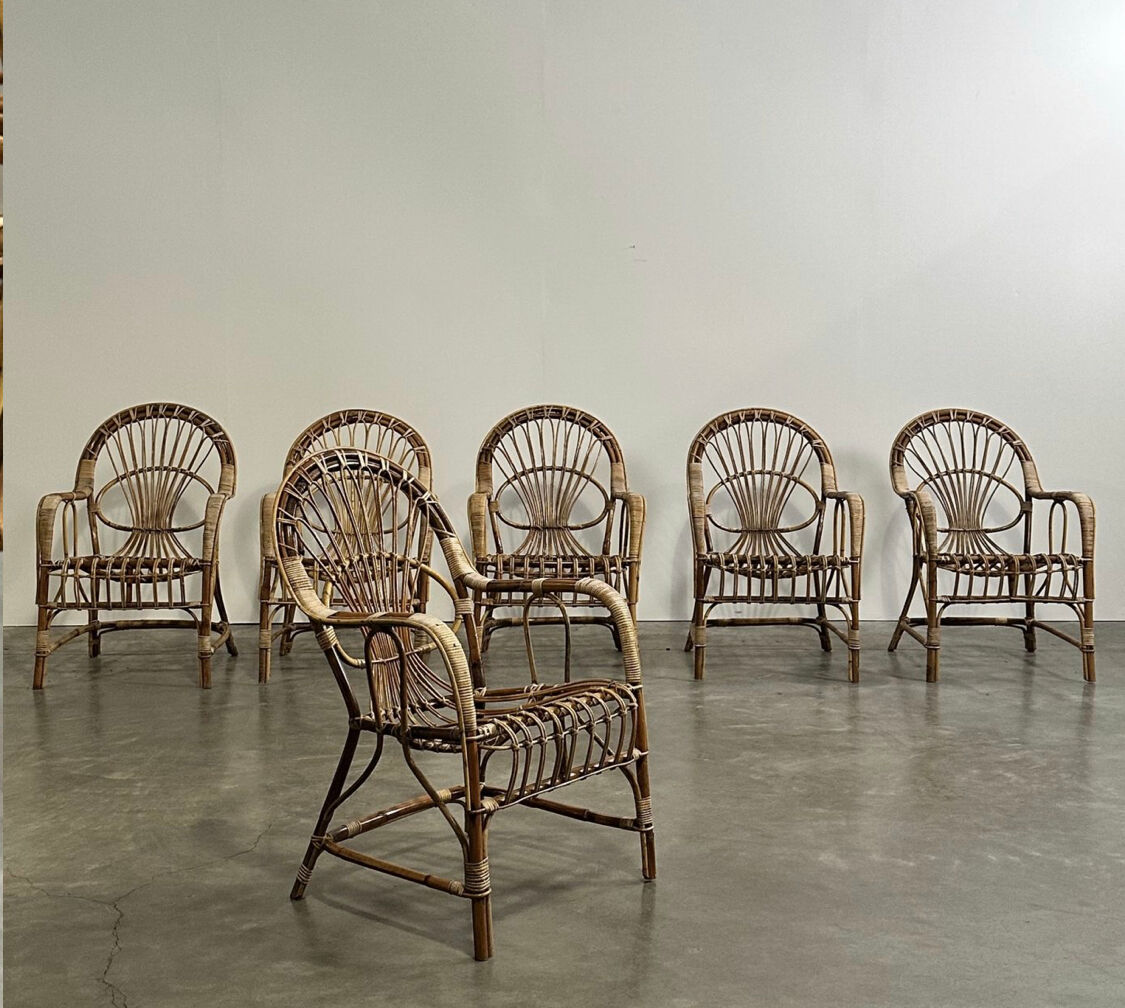 6 rattan armchairs