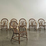 6 rattan armchairs