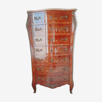 Semainier Louis XV bois de rose marbre et bronze