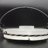 Art Deco wrought iron and frosted glass servant with vine leaves circa 1930